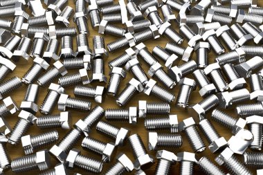 ahşap masa üzerinde vidalar - güzel endüstriyel 3d illüstrasyon, kullanarak tasarım için resim 