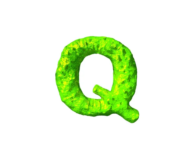 Letter Q in alien style isolated on white background - toxic alien flesh font, 3D illustration of symbols — Stock Photo, Image