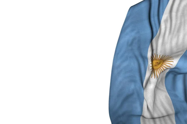 Όμορφη σημαία της Αργεντινής με μεγάλες πτυχώσεις που βρίσκονται στην αριστερή πλευρά απομονωμένοι σε λευκό-οποιαδήποτε σημαία διακοπών 3D εικόνα — Φωτογραφία Αρχείου