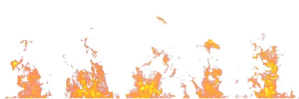 Πραγματική φωτιά φλόγες που απομονώνονται σε λευκό φόντο. Κοροϊδεύω σε λευκό 5 φλόγες. — Φωτογραφία Αρχείου