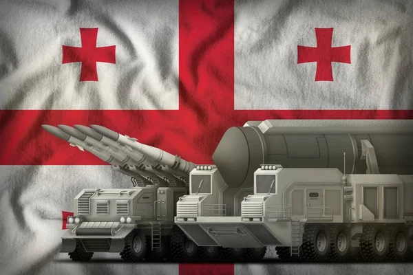 Geórgia conceito de tropas de foguete no fundo da bandeira nacional. Ilustração 3d — Fotografia de Stock