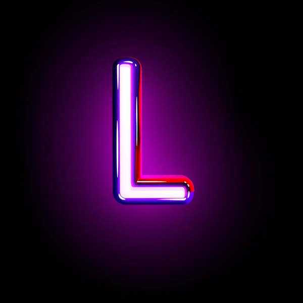 Bokstaven L i neon lila lysande alfabet isolerad på svart-3D illustration av symboler — Stockfoto