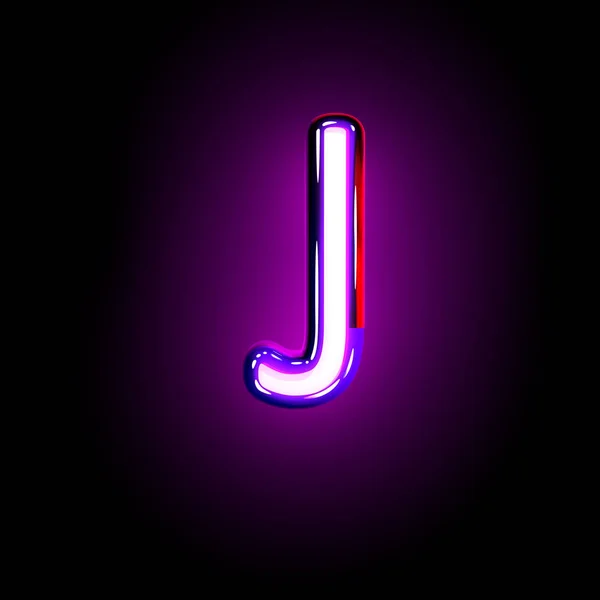 Bogstavet J af neon lilla glød skrifttype isoleret på sort 3D illustration af symboler - Stock-foto