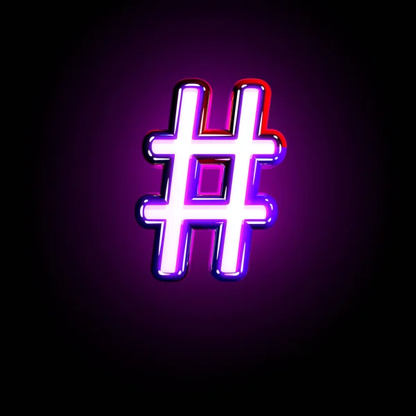 Знак числа неонових фіолетових світильників ізольовані на чорному - 3D ілюстрація символів — стокове фото