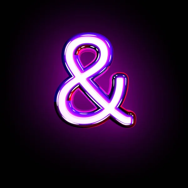 Ampersand of neon purple shine font isolated on black - Illustration 3D de symboles — Photo