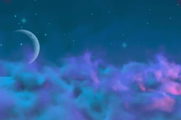 Abstrakte Hintergrund kreative Illustration von geheimnisvollen Nebel mit Mond mit Lichtern Bokeh-Effekt können Sie für alle Zwecke verwenden — Stockfoto