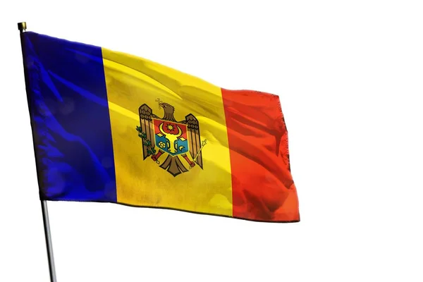 Fluttering Moldavië vlag op heldere witte achtergrond geïsoleerd. — Stockfoto
