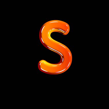 Kırmızı parlak plastik yazı tipi - s harfi Siyah izole, sembollerin 3d illüstrasyon