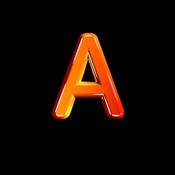 Buchstabe a aus Kunststoff orange glänzend Alphabet isoliert auf schwarzem Hintergrund - 3D-Illustration von Symbolen — Stockfoto