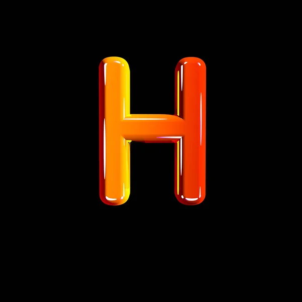 Rood gepolijst plastic lettertype-letter H geïsoleerd op zwart, 3D illustratie van symbolen — Stockfoto