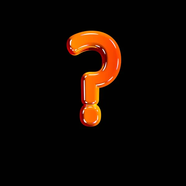 Ponto de interrogação de plástico laranja polido alfabeto isolado em fundo preto - ilustração 3D de símbolos — Fotografia de Stock