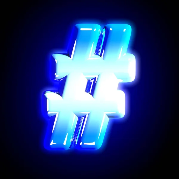 Заморожений номер криги світиться святковий блакитний глянсовий шрифт ізольований на чорному 3D ілюстрація символів — стокове фото