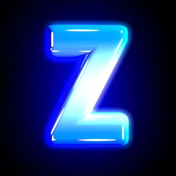 Заморожена крижана літера Z блискучого святкового синього полірованого шрифту ізольовані на чорному 3D ілюстрація символів — стокове фото