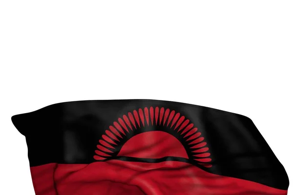 Frumos steag Malawi cu falduri mari se află în partea de jos izolat pe alb orice steag de vacanță ilustrație 3d — Fotografie, imagine de stoc