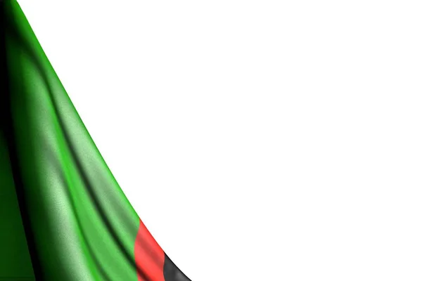 Hermosa ilustración aislada de la bandera de Zambia cuelga en la esquina - maqueta en blanco con lugar para su texto - cualquier ocasión bandera 3d ilustración —  Fotos de Stock