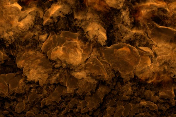 Płomienie z wszędzie-ogień 3D ilustracja topienia lawy ciemne chmury i dymu — Zdjęcie stockowe