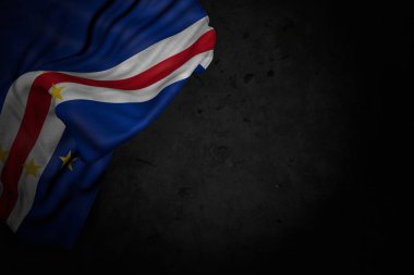 içerik için boş alan ile siyah taş üzerinde büyük kıvrımlar ile Cabo Verde bayrağı sevimli karanlık görüntü - herhangi bir vesileyle bayrak 3d illüstrasyon