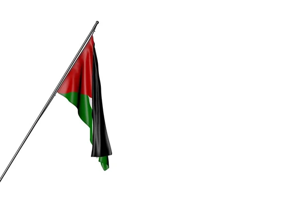 Nice Western Sahara flag hanging on a diagonal pole isolated on white - any celebration flag 3d illustration — Stock Photo, Image