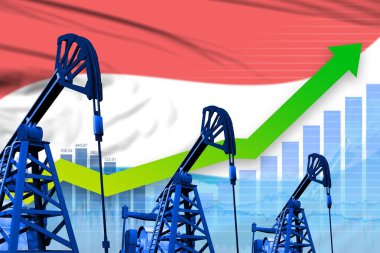 Lüksemburg bayrak arka plan üzerinde büyüyen grafik - Lüksemburg petrol endüstrisi veya pazar kavramının endüstriyel illüstrasyon. 3d İllüstrasyon