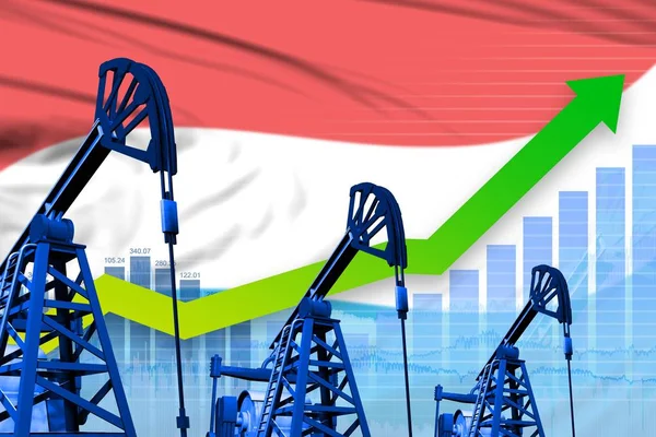Lüksemburg bayrak arka plan üzerinde büyüyen grafik - Lüksemburg petrol endüstrisi veya pazar kavramının endüstriyel illüstrasyon. 3d İllüstrasyon