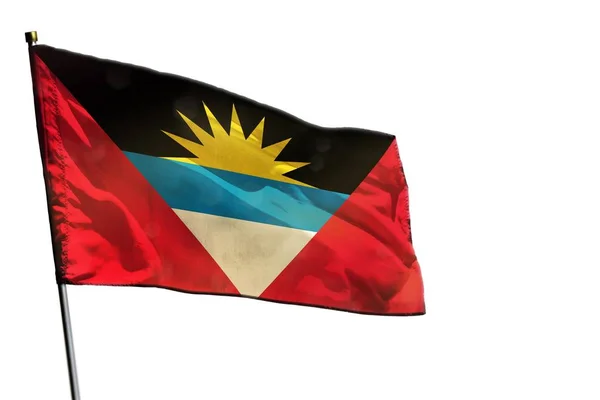 Fluttering Antigua and Barbuda flag on clear white background isolated. — Stock Photo, Image