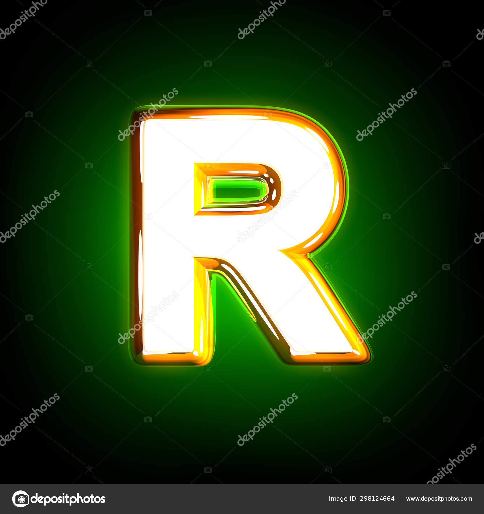 Shining Yellow And White Design Shine Green Font Letter R Isolated On Black Color 3d Illustration Of Symbols Stock Photo Image By C Anton Medvedev