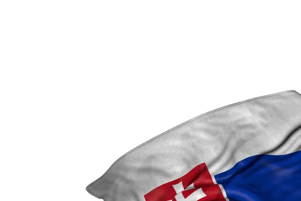 큰 주름멋진 슬로바키아 국기흰색에 고립 된 오른쪽 아래 모서리에 누워 - 어떤 잔치 플래그 3D 그림 — 스톡 사진