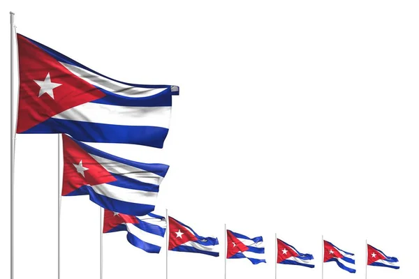wonderful many Cuba flags placed diagonal isolated on white with place for text - any holiday flag 3d illustration