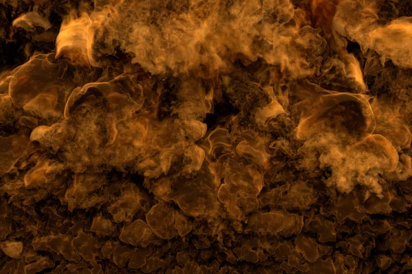 Pesadas nuvens cósmicas brilhantes, fumaça e fundo feroz inferno - fogo de todos os lugares - fogo ilustração 3D — Fotografia de Stock