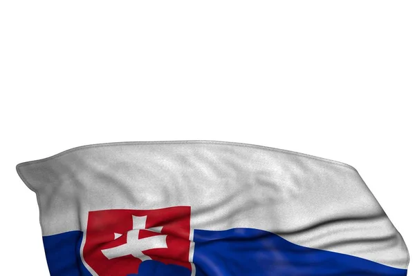 Чудовий прапор Словаччини з великими складками лежав плоский в нижній частині ізольований на білому-будь-який бенкет прапора 3D ілюстрація — стокове фото