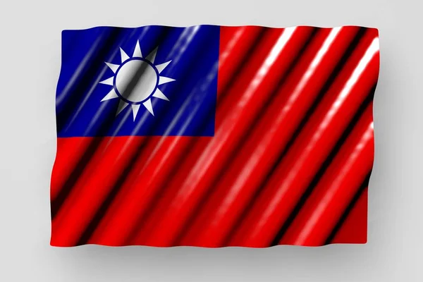 nice shiny flag of Taiwan Province of China with large folds lying flat isolated on grey - any celebration flag 3d illustration