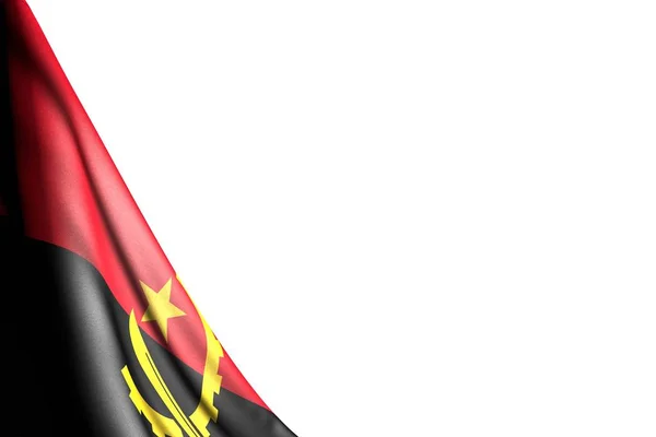 Meravigliosa illustrazione isolata della bandiera Angola pende diagonale - mockup su bianco con posto per il vostro testo - qualsiasi bandiera celebrazione illustrazione 3d — Foto Stock