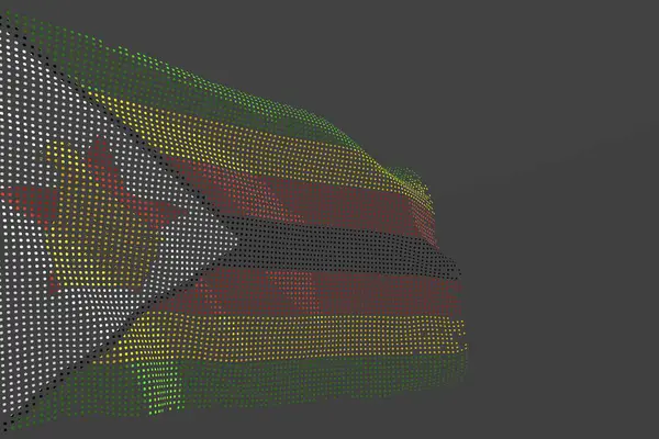 Krásná Digitální fotka Zimbabwe izolovaný praporek vyrobený z planých teček vlna na šedé pozadí-jakákoliv hostina vlajka 3D ilustrace — Stock fotografie