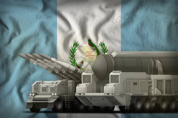 Guatemalská raketová vojska na pozadí národní vlajky. 3D ilustrace — Stock fotografie