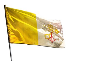 Açık beyaz arka plan izole üzerinde Çırpınan Holy See bayrağı. 