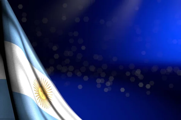 Vacker bild av Argentina flagga hänger i hörnet på blått med bokeh och tom plats för din text-alla firande flagga 3D-illustration — Stockfoto