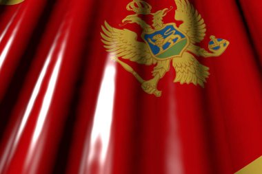 güzel parlak - düz çapraz yalan büyük kıvrımlar ile Karadağ plastik bayrak gibi görünümlü - herhangi bir kutlama bayrağı 3d illüstrasyon