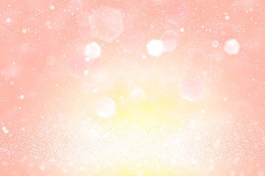 güzel parlak glitter ışıkları bokeh soyut arka plan ve düşen kar gevreği sinek, içeriğiniz için boş alan ile şenlikli mockup doku defokus