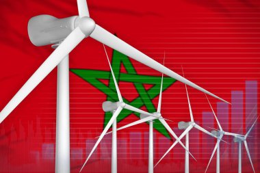 Fas rüzgar enerjisi güç dijital grafik kavramı - modern doğal enerji endüstriyel illüstrasyon. 3d İllüstrasyon