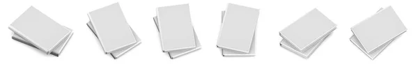 Schöner, sehr hochauflösender Haufen von 2 weißen Büchern geschlossen, Wissenskonzept isoliert auf weißem Hintergrund - 3D-Abbildung des Objekts — Stockfoto