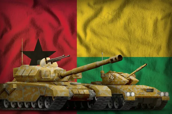 Gine-Bissau tankı ulusal bayrak arka plan üzerinde kavram kuvvetleri. 3d İllüstrasyon — Stok fotoğraf