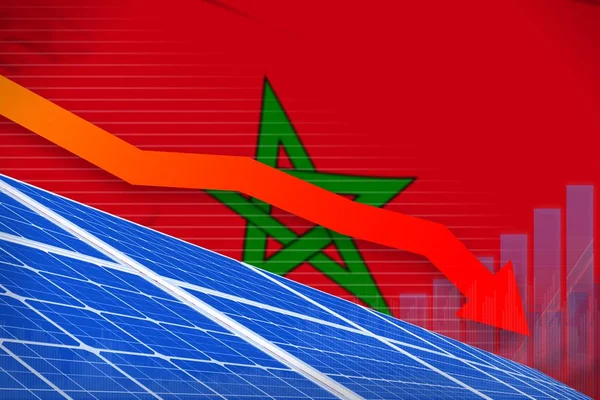 Fas güneş enerjisi güç indirme grafik, aşağı ok - modern doğal enerji endüstriyel illüstrasyon. 3d İllüstrasyon