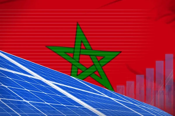 Fas güneş enerjisi enerji dijital grafik kavramı - modern doğal enerji endüstriyel illüstrasyon. 3d İllüstrasyon