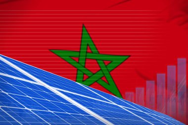 Fas güneş enerjisi enerji dijital grafik kavramı - modern doğal enerji endüstriyel illüstrasyon. 3d İllüstrasyon