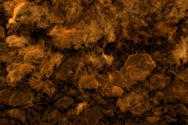 사방에서 불꽃 - 타오르는 벽난로 조밀 한 구름과 연기의 화재 3D 그림 — 스톡 사진