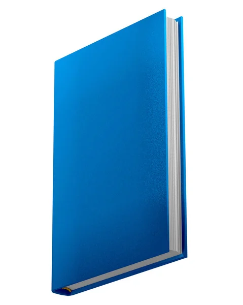 Objekt 3D illustration-detaljerad blå sluten bok, symbol för kunskap isolerad på vitt — Stockfoto
