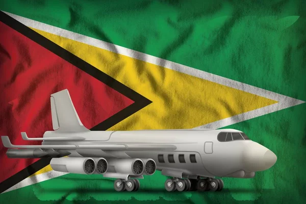 Bombardeiro no fundo da bandeira do estado da Guiana. Ilustração 3d — Fotografia de Stock