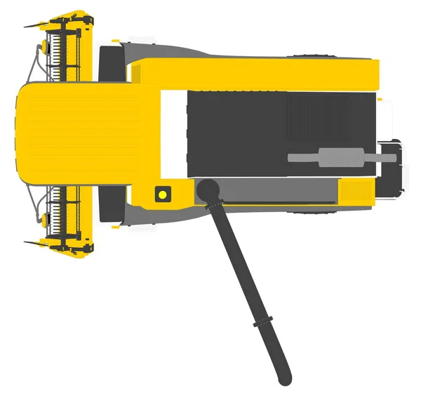 工业3D插图卡通彩色3D模型橙色农村联合收割机与收获管在白色，剪贴画用于粮食生产 — 图库照片