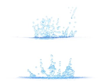 güzel su sıçrama - beyaz üzerinde herhangi bir amaç için izole mockup 2 yan görünümlerini 3D çizimi