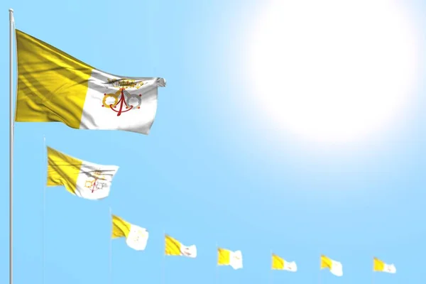 Oldukça çok Holy See bayrakları seçici odak ve metin için boş alan ile çapraz yerleştirilir - herhangi bir bayram bayrağı 3d illüstrasyon — Stok fotoğraf